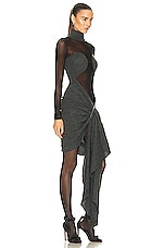 ALAÏA Wl Sheer Dress in Gris Chine, view 2, click to view large image.