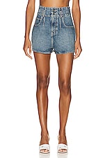 ALAÏA High Rise Short in Blue Vintage, view 1, click to view large image.
