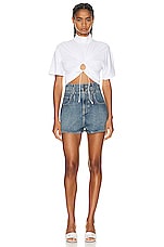 ALAÏA High Rise Short in Blue Vintage, view 4, click to view large image.