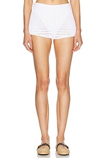 ALAÏA Mini Short in Blanc, view 1, click to view large image.