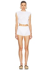 ALAÏA Mini Short in Blanc, view 4, click to view large image.