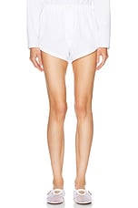 ALAÏA Cropped Boxer Short in Blanc, view 1, click to view large image.