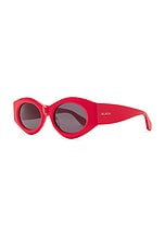 ALAÏA Oval Sunglasses in Red & Grey, view 2, click to view large image.