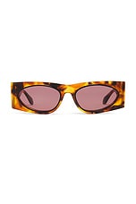 ALAÏA Oval Transparent Sunglasses in Havana & Red, view 1, click to view large image.