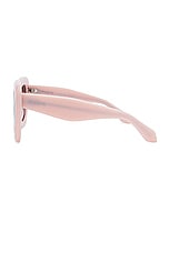ALAÏA Lettering Logo Square Sunglasses in Pink & Violet, view 3, click to view large image.