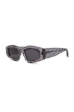 ALAÏA Narrow Rectangular Sunglasses in Grey, view 2, click to view large image.