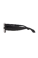 ALAÏA Lettering Logo Rectangular Sunglasses in Black & Grey, view 3, click to view large image.