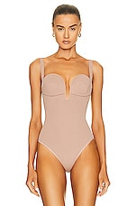 ALAÏA Cup Angie Bodysuit in Nude, view 2, click to view large image.