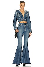 ALAÏA Flare Jean in Bleu Vintage, view 4, click to view large image.
