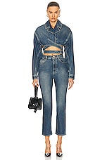 ALAÏA High Waist Straight Leg in Bleu Vintage, view 4, click to view large image.