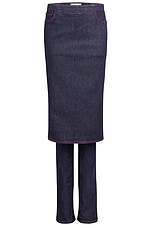 ALAÏA Straight Leg With Skirt in Bleu Fonce, view 1, click to view large image.