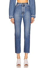 ALAÏA High Waisted Jean in Blue Jean, view 1, click to view large image.