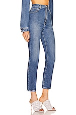 ALAÏA High Waisted Jean in Blue Jean, view 2, click to view large image.