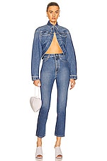 ALAÏA High Waisted Jean in Blue Jean, view 4, click to view large image.