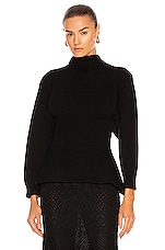 ALAÏA Fitted Sculpted Long Sleeve Sweater in Noir, view 2, click to view large image.