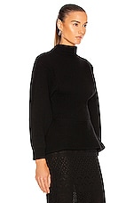 ALAÏA Fitted Sculpted Long Sleeve Sweater in Noir, view 3, click to view large image.