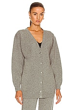 ALAÏA Regular Relaxed Fit Cardigan in Gris Chine, view 2, click to view large image.