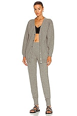 ALAÏA Regular Relaxed Fit Cardigan in Gris Chine, view 5, click to view large image.