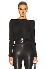 ALAÏA Detroit Off The Shoulder Sweater in Noir, view 1, click to view large image.