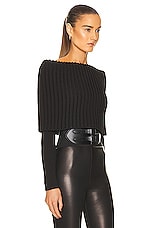 ALAÏA Detroit Off The Shoulder Sweater in Noir, view 3, click to view large image.