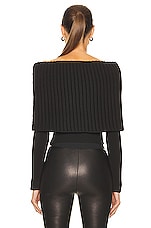 ALAÏA Detroit Off The Shoulder Sweater in Noir, view 4, click to view large image.