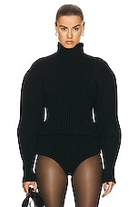 ALAÏA High Neck Sweater in Noir Alaia, view 1, click to view large image.
