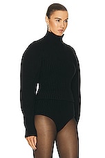 ALAÏA High Neck Sweater in Noir Alaia, view 2, click to view large image.