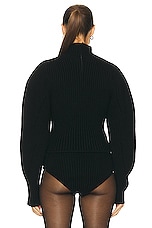 ALAÏA High Neck Sweater in Noir Alaia, view 3, click to view large image.
