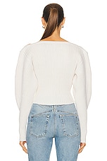 ALAÏA Ribbed Sweater in Blanc Casse, view 3, click to view large image.
