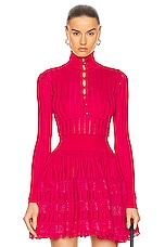 ALAÏA Crinoline Cardigan in Bougainville, view 1, click to view large image.