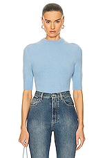 ALAÏA Cropped Jumper Sweater in Ciel, view 1, click to view large image.