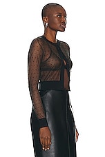 ALAÏA Sheer Cardigan in Black, view 2, click to view large image.