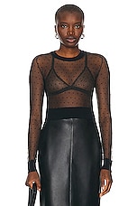 ALAÏA Sheer Jumper Sweater in Noir, view 1, click to view large image.