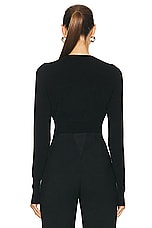 ALAÏA Cropped Cardigan in Noir Alaia, view 3, click to view large image.