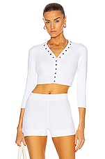 ALAÏA Viscose Cardigan in Blanc, view 1, click to view large image.