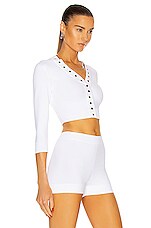 ALAÏA Viscose Cardigan in Blanc, view 2, click to view large image.