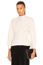 ALAÏA Fitted Sculpted Long Sleeve Sweater in Ivoire, view 1, click to view large image.