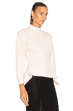 ALAÏA Fitted Sculpted Long Sleeve Sweater in Ivoire, view 2, click to view large image.