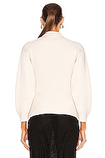 ALAÏA Fitted Sculpted Long Sleeve Sweater in Ivoire, view 3, click to view large image.