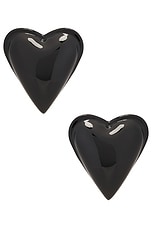 ALAÏA Heart Stud Earrings in Noir, view 1, click to view large image.