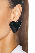 ALAÏA Heart Stud Earrings in Noir, view 2, click to view large image.