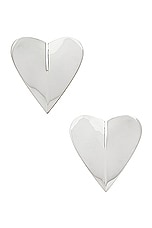 ALAÏA Torn Heart Earrings in Silver, view 1, click to view large image.