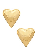 ALAÏA Bombe Heart Earrings in Gold, view 1, click to view large image.