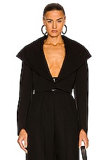 ALAÏA Hooded Short Jacket in Noir, view 1, click to view large image.