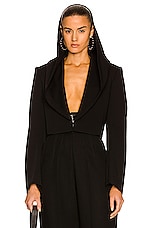 ALAÏA Hooded Short Jacket in Noir, view 2, click to view large image.