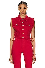 ALAÏA Eyelet Vest in Rouge Alaia, view 1, click to view large image.