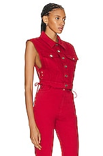ALAÏA Eyelet Vest in Rouge Alaia, view 2, click to view large image.