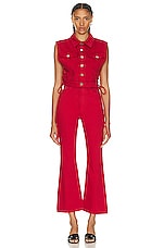 ALAÏA Eyelet Vest in Rouge Alaia, view 4, click to view large image.