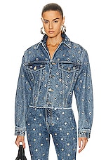 ALAÏA Eyelet Jacket in Bleu Neige, view 1, click to view large image.