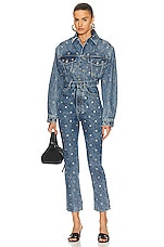 ALAÏA Eyelet Jacket in Bleu Neige, view 4, click to view large image.